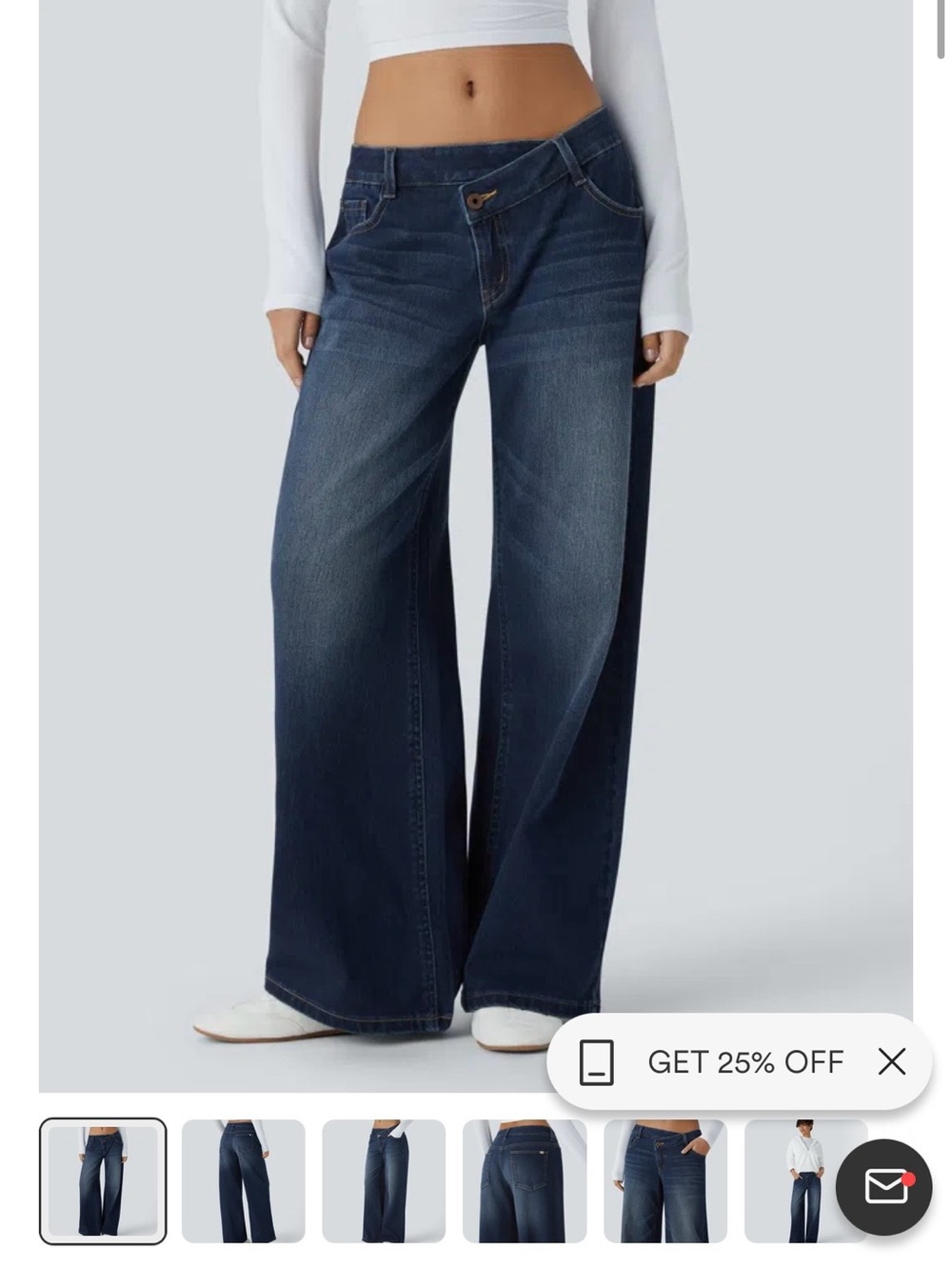 HALARA Dark Blue Wide-Leg low rise Jeans